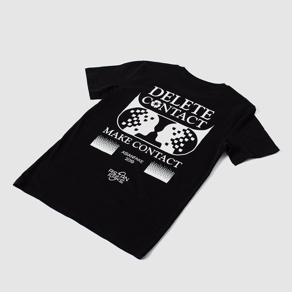 ASIAN FAKE / MAKE CONTACT DELETE CONTACT – Black T-shirt